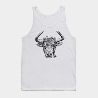 Cute Bull Head Print Tank Top